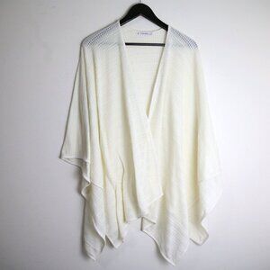 Calvin Klein Pointelle Knit Ruana Overlay Beach Wrap Cream White One Size